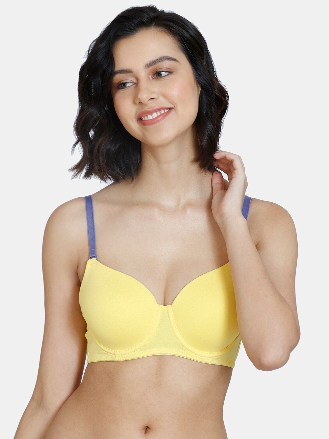 

Zivame Yellow & Blue Underwired & Lightly Padded Bra