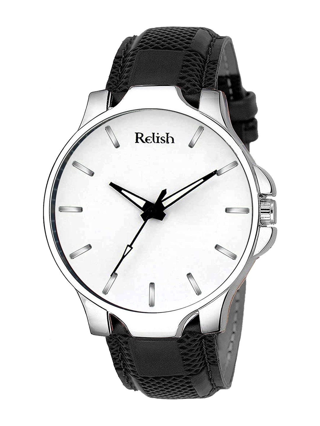 Relish Men White Printed Dial & Black Straps Analogue Watch RE-BS2009