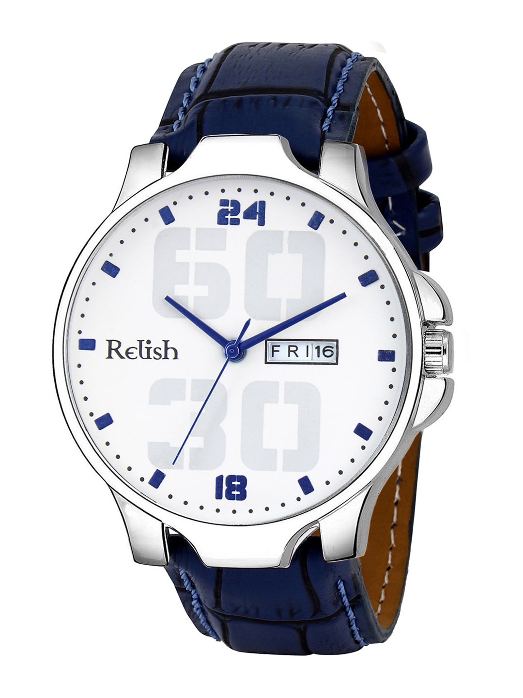 

Relish Men White Printed Dial & Blue Straps Analogue Watch RE-BS997DD