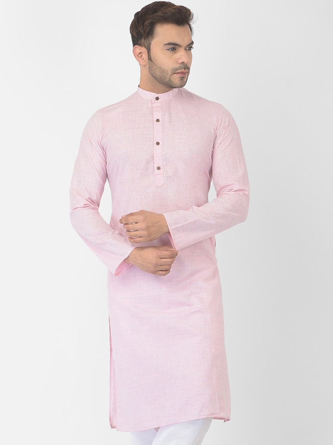 

DEYANN Men Pink Solid Kurta