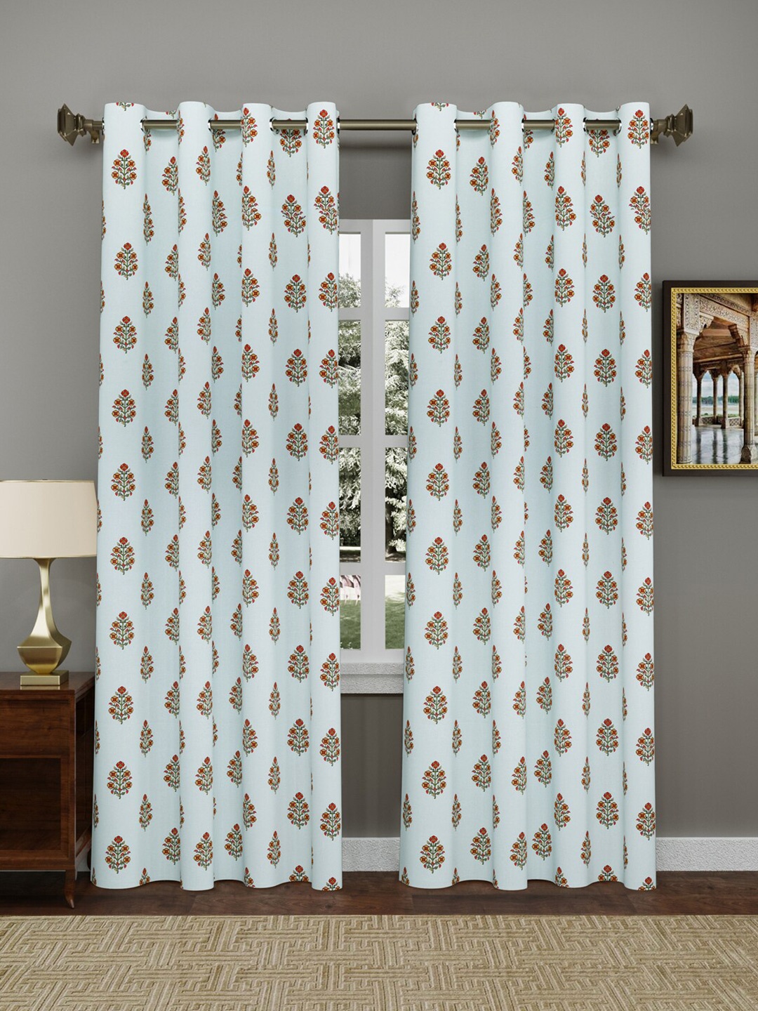 

Gulaab Jaipur White Set of 2 Ethnic Motifs Door Curtain