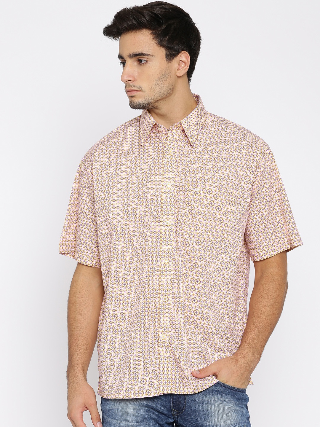 

ColorPlus Men Yellow & Purple Printed Casual Shirt