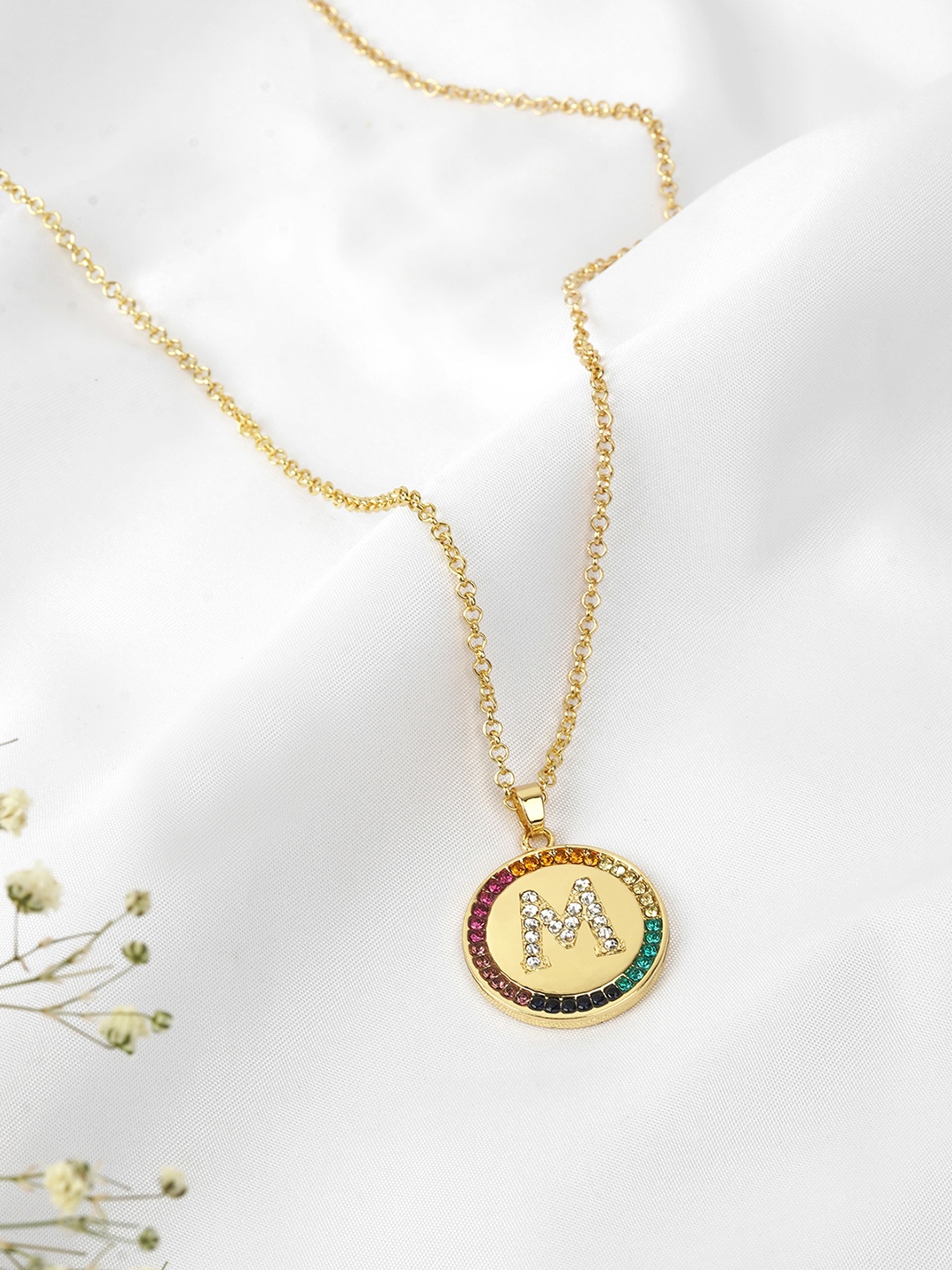 

JOKER & WITCH Rhinestone-Studded Alphabet M Chain, Gold