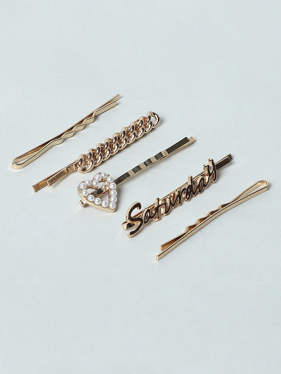 

ONLY Women Set of 5 Beaded Bobby Pins, Gold
