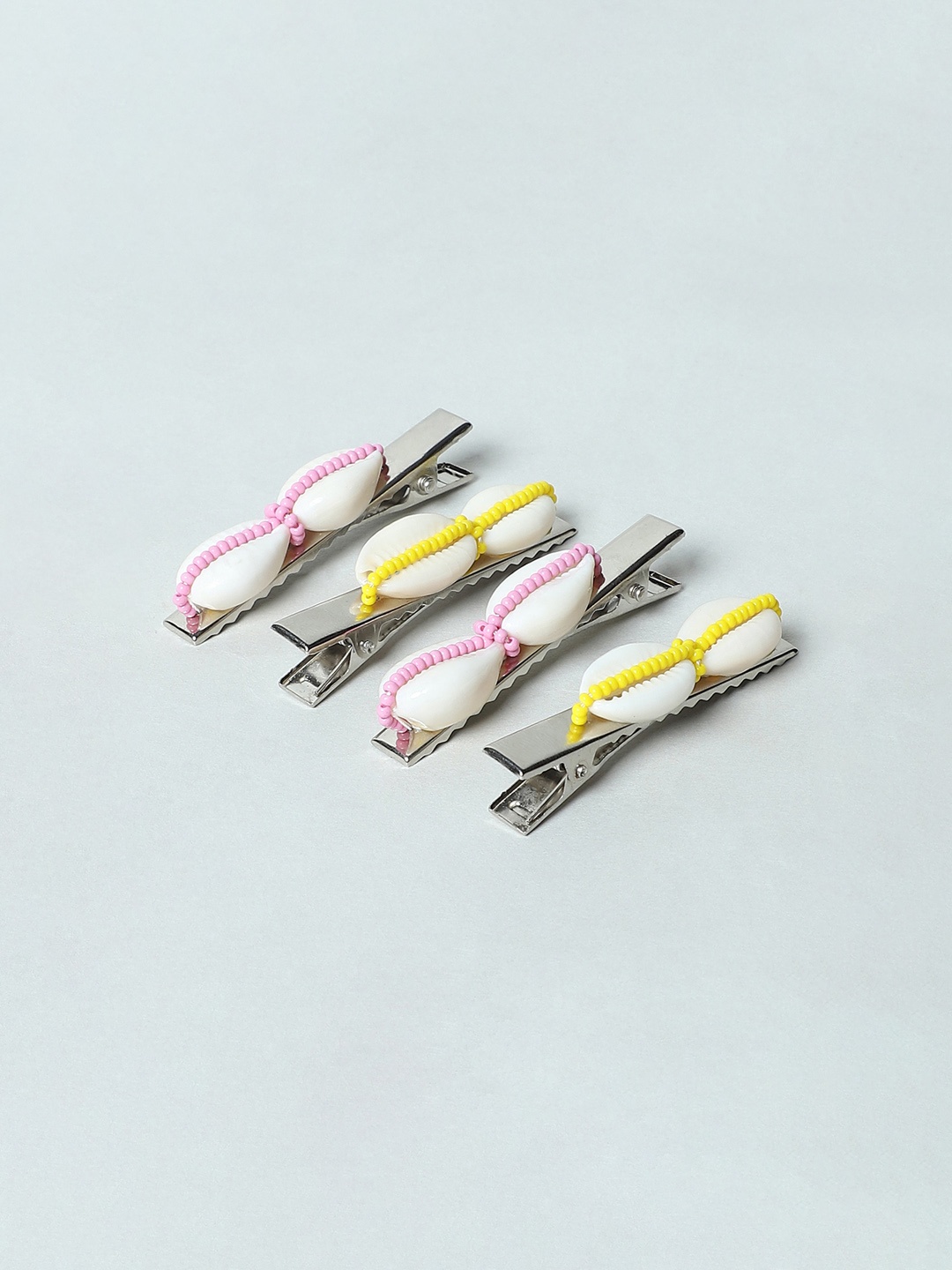 

ONLY Women Set of 4 Silver-Plated & White Alligator Hair Clip
