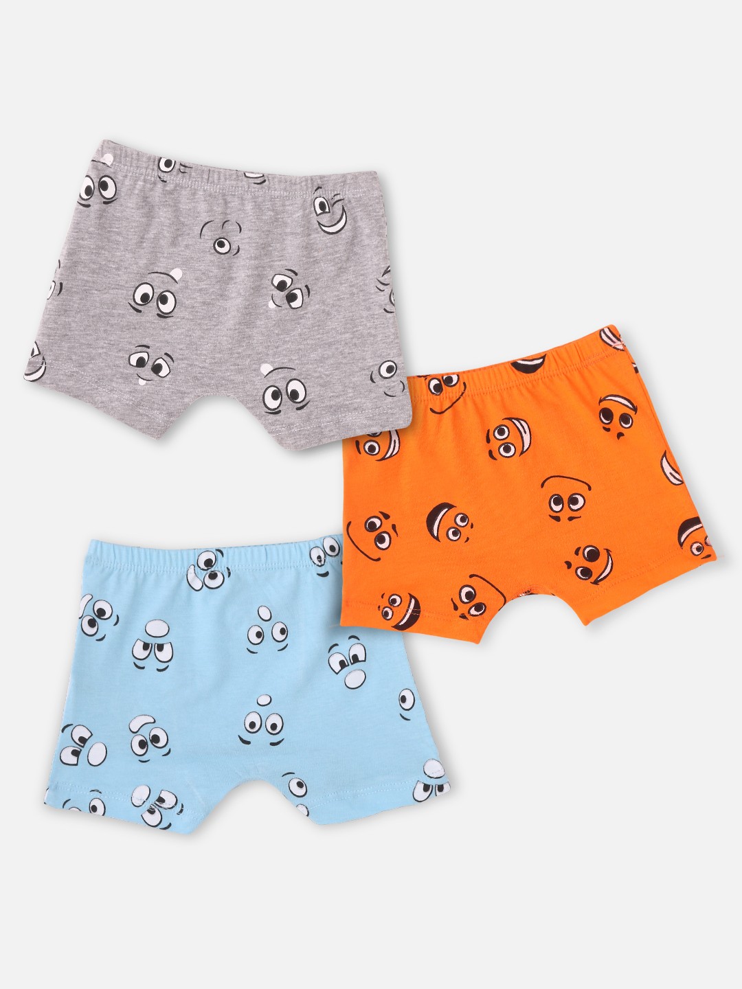 

You Got Plan B Boys Set of 3 Emojis Printed Pure Cotton Boxers, Orange