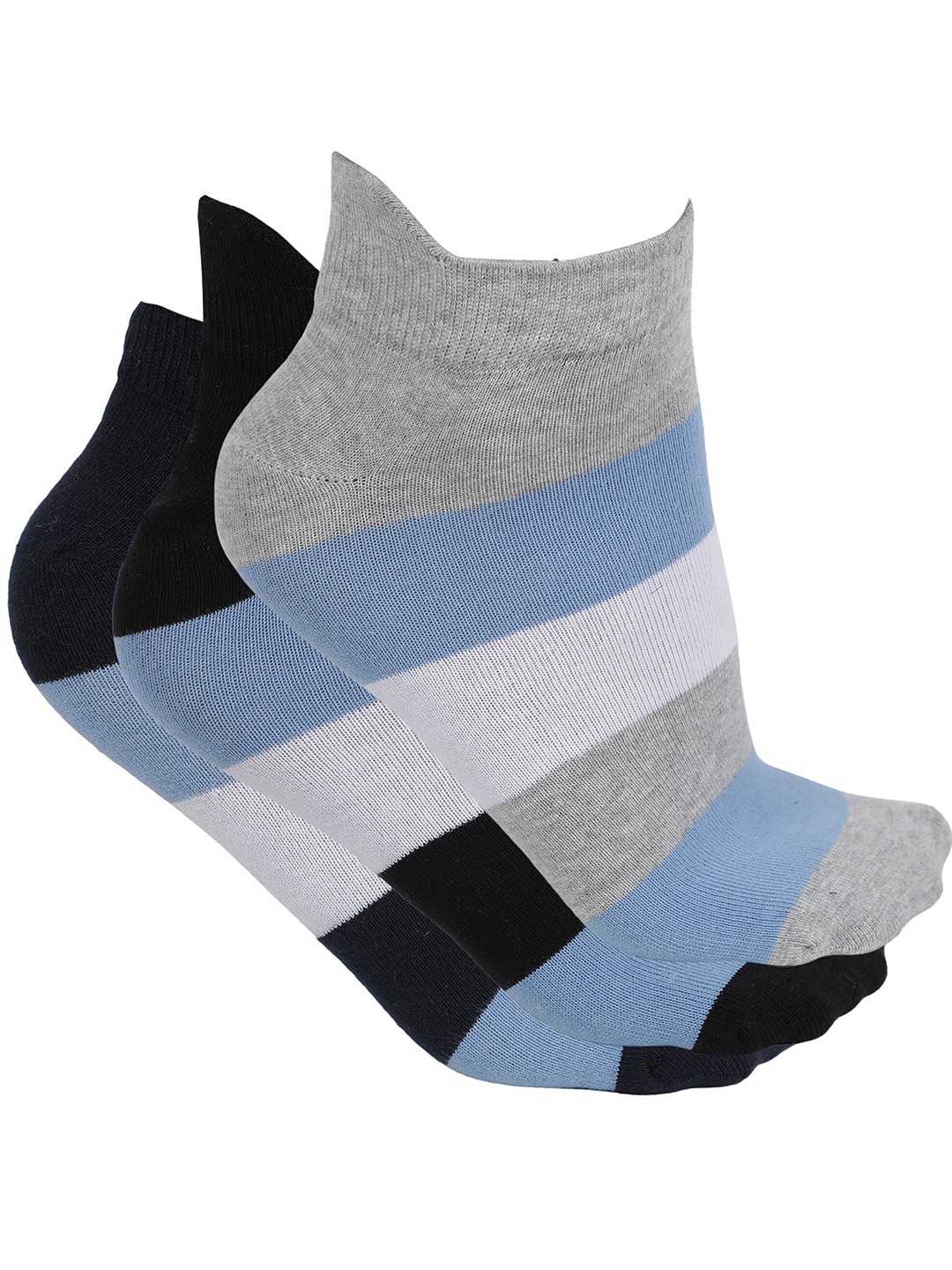 

Alvaro Castagnino Men Pack Of 3 Striped Ankle-Length Socks, Black