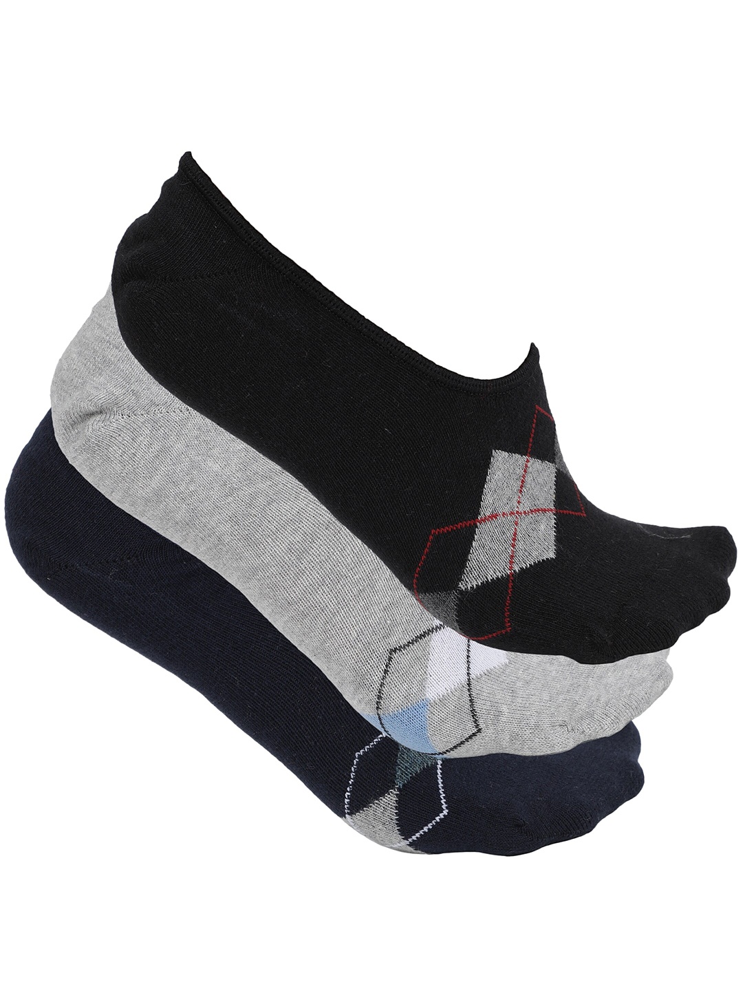 

Alvaro Castagnino Men Pack of 3 Patterned Shoe Liners Socks, Black