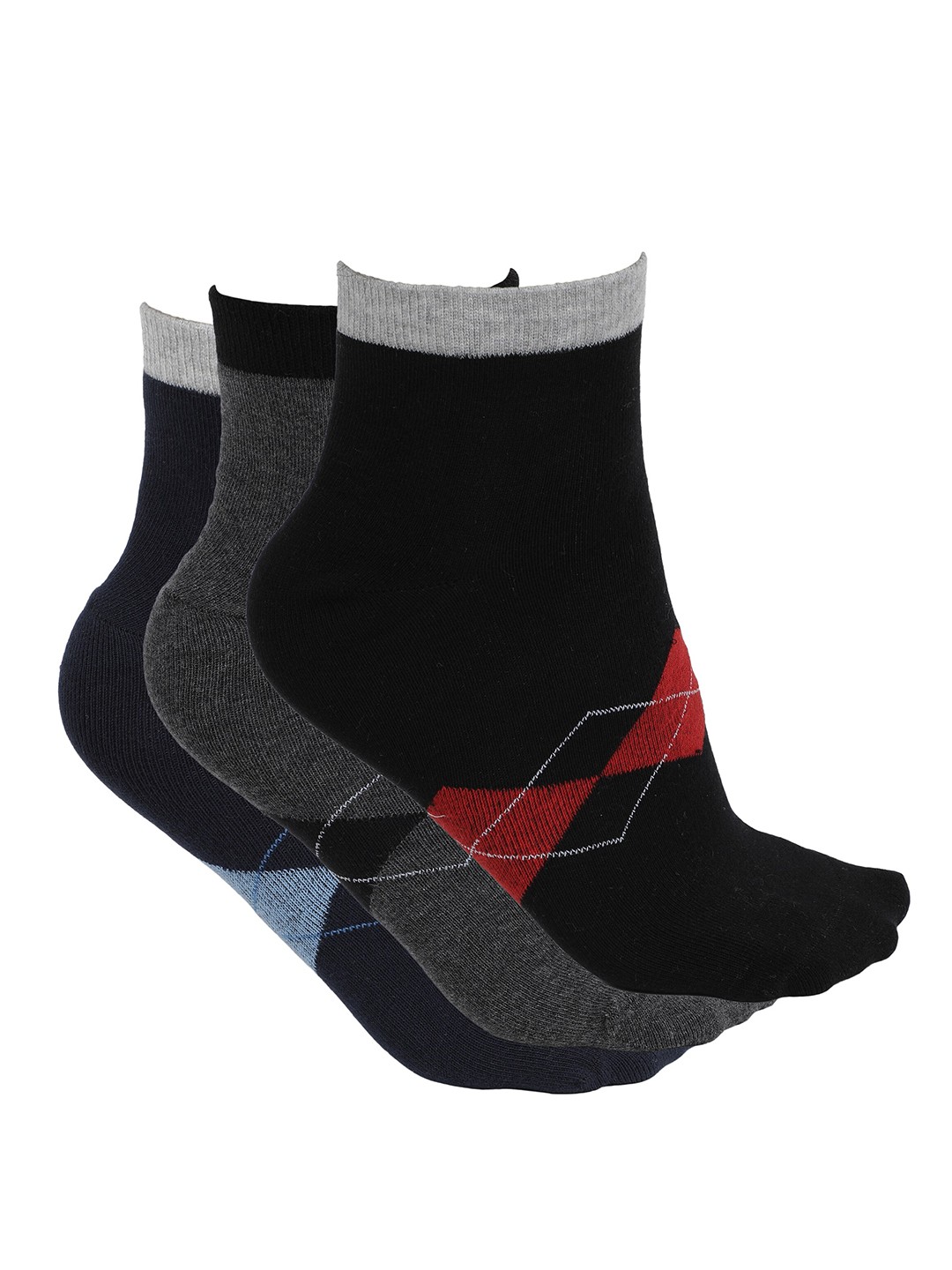 

Alvaro Castagnino Men Pack Of 3 Printed Ankle-Length Socks, Black