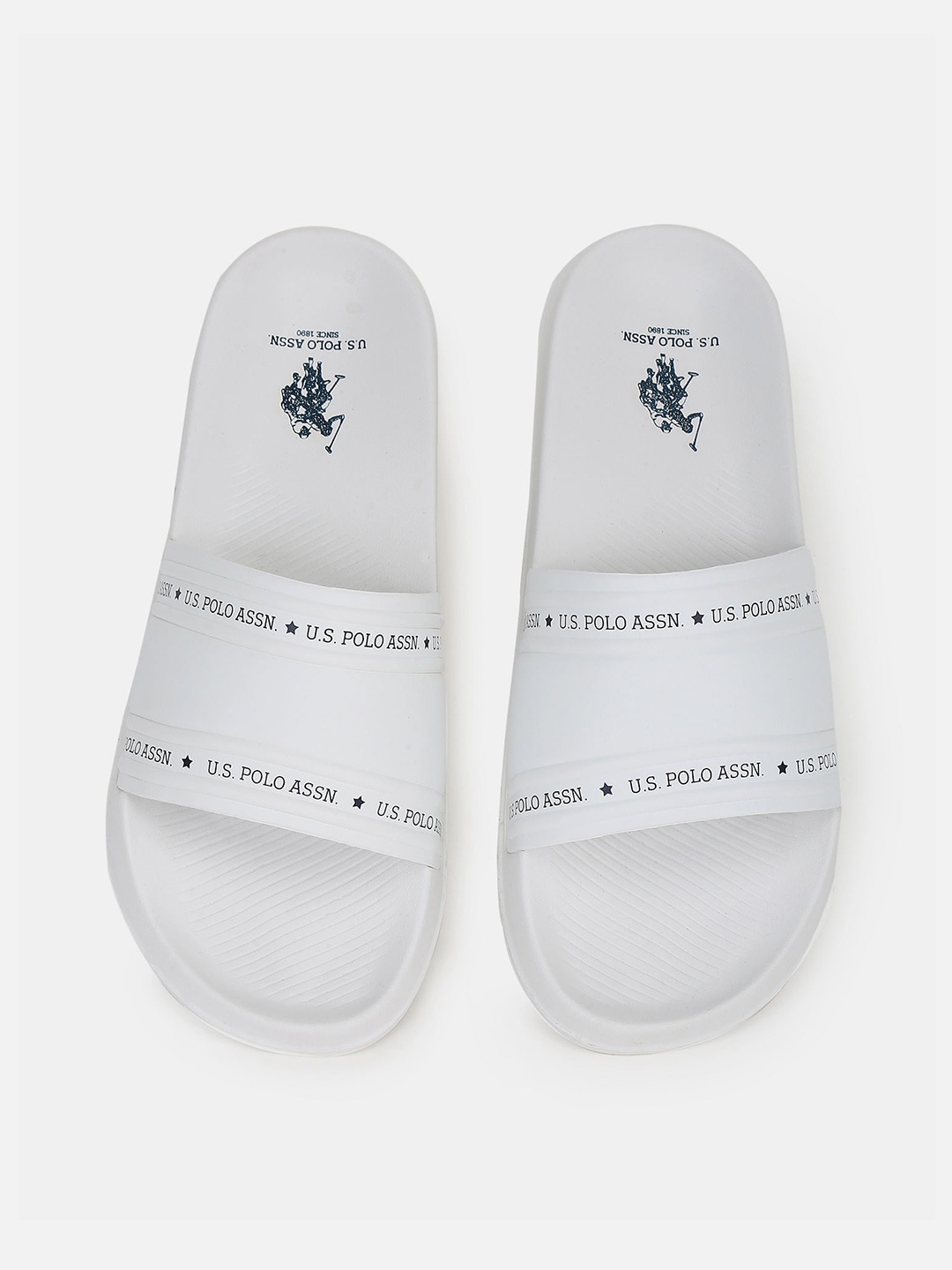 

U S Polo Assn Men Off White Printed Room Slippers