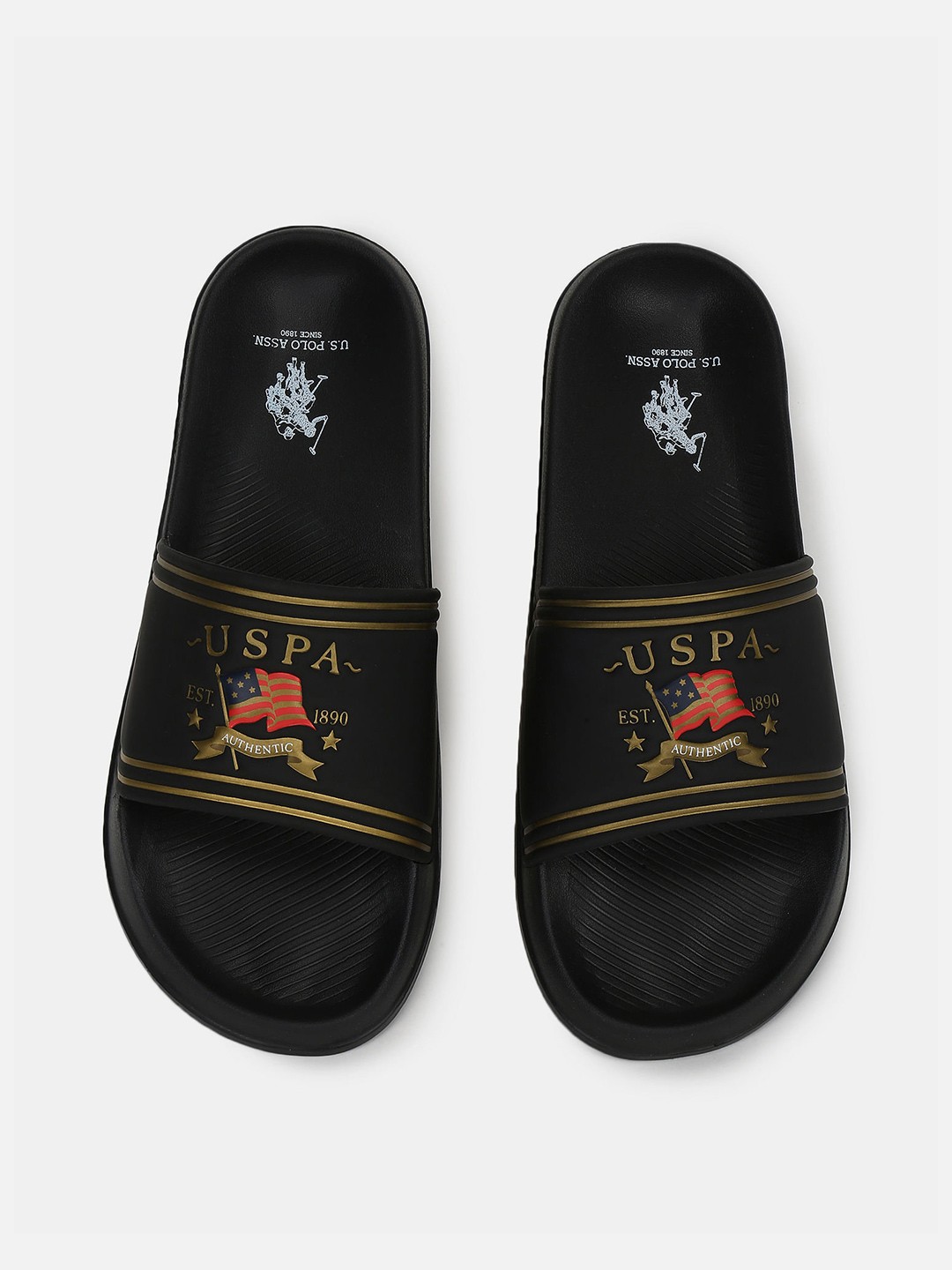 

U.S. Polo Assn. Men Black & Red Printed Sliders