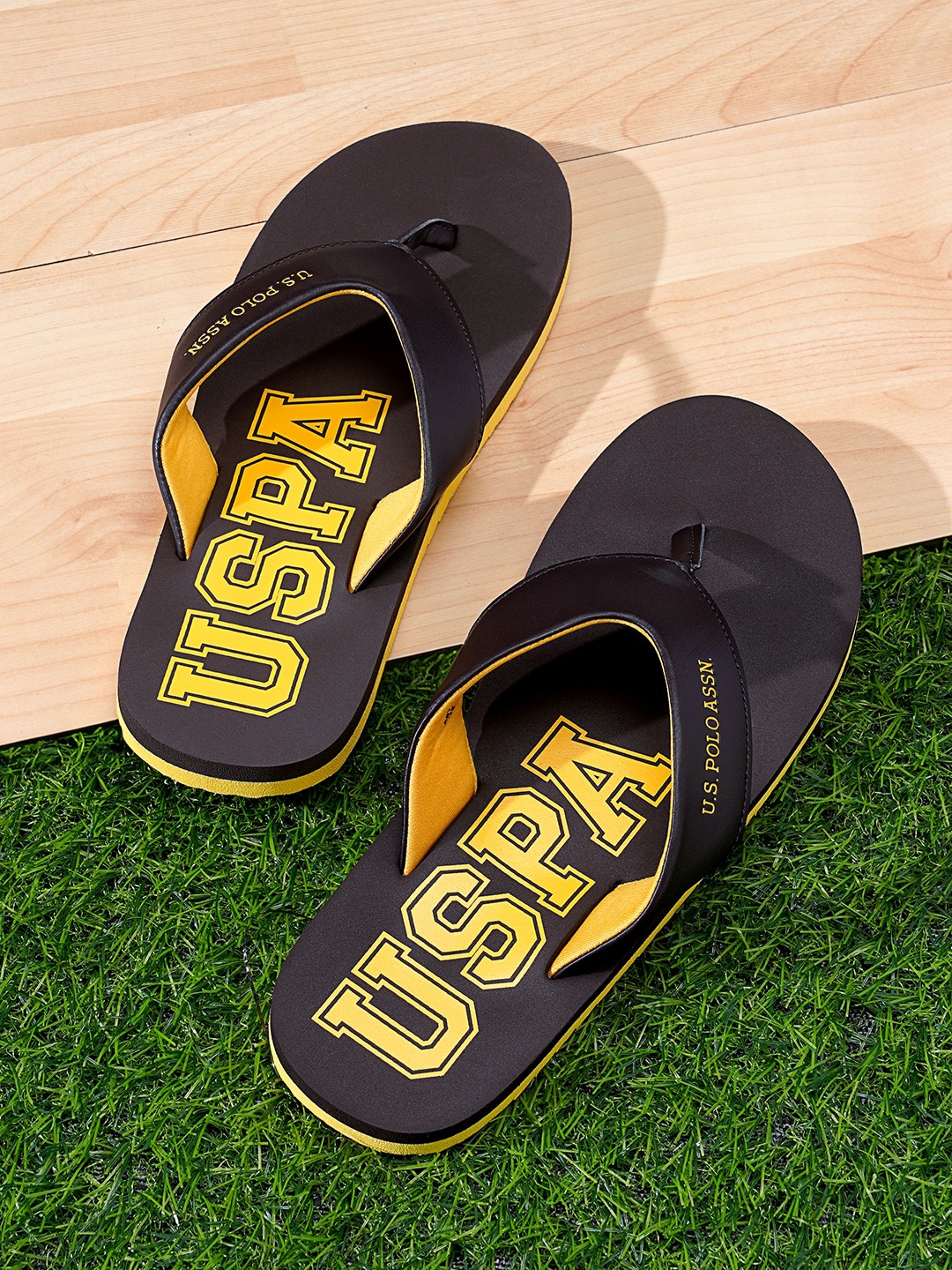 

U S Polo Assn Men Brown & Mustard Printed Thong Flip-Flops