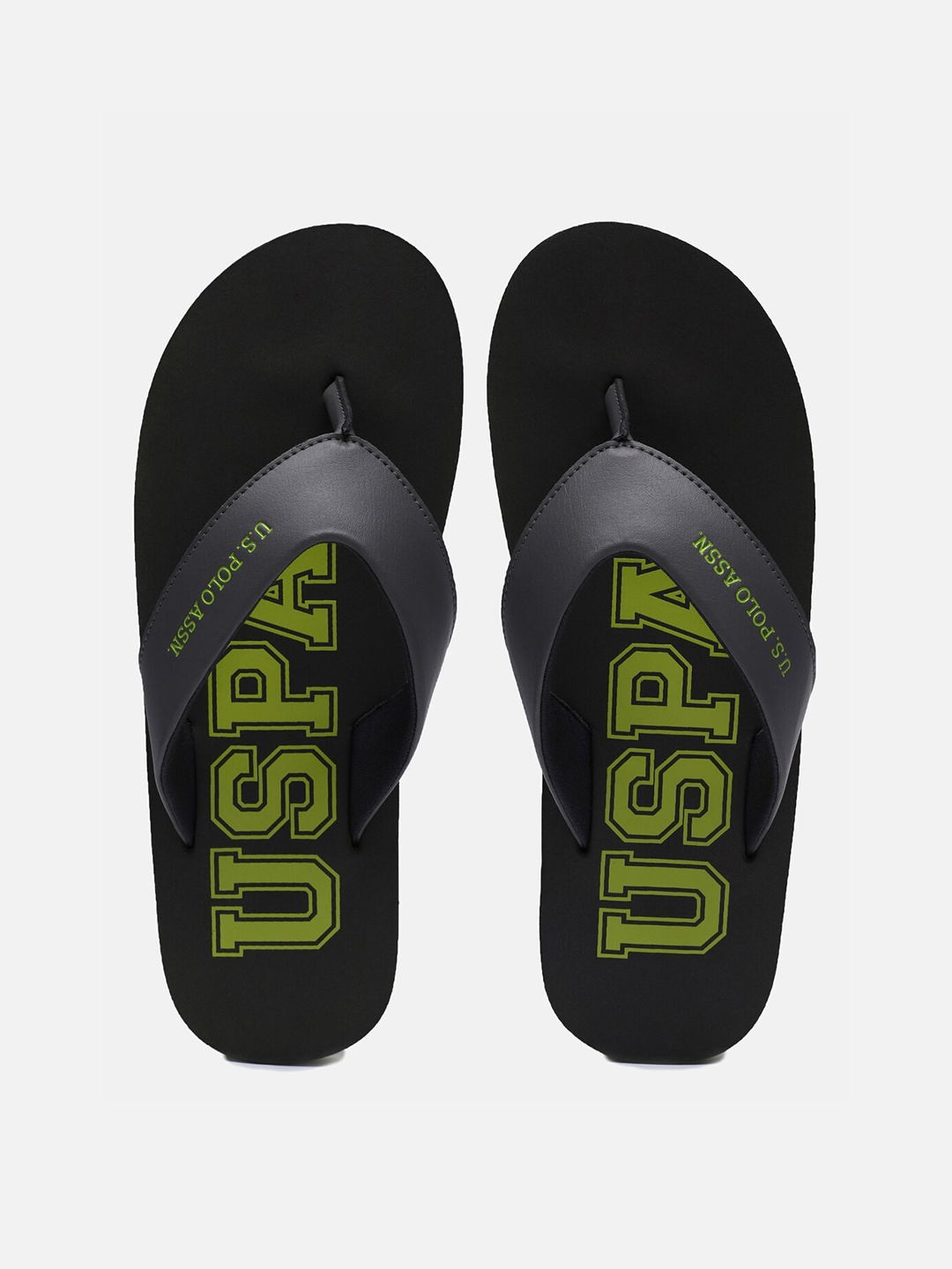 

U S Polo Assn Men Grey & Green Printed Room Slippers