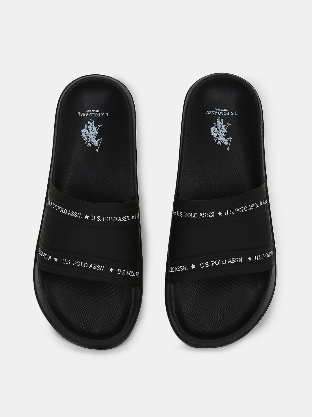 

U S Polo Assn Men Black Printed Sliders