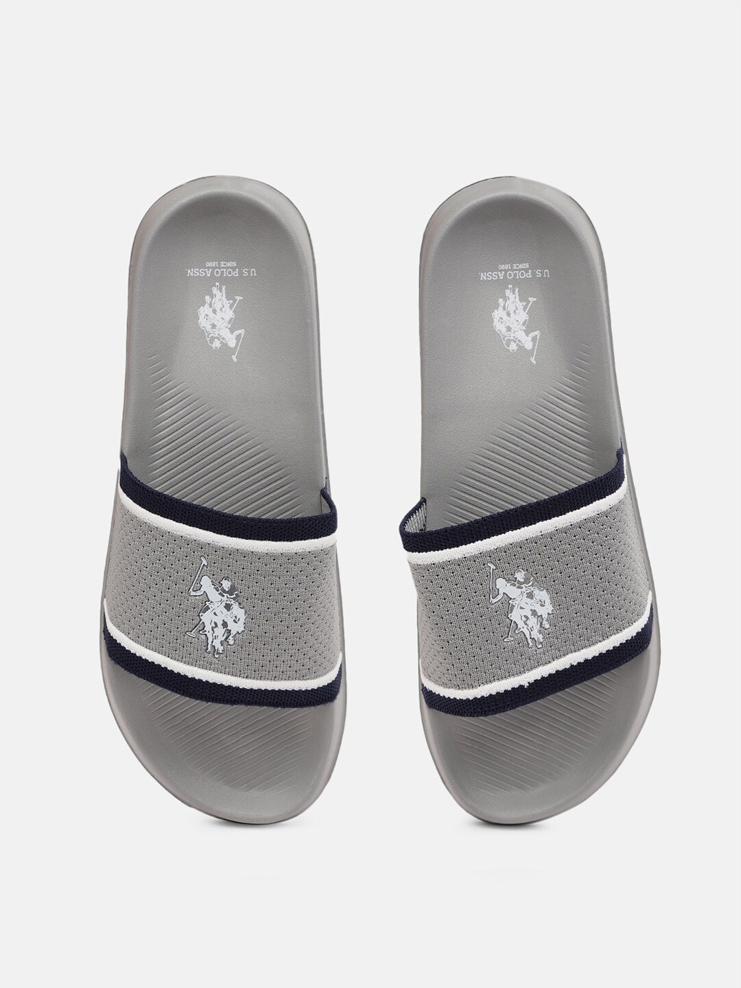 

U S Polo Assn Men Grey & Black Printed Sliders