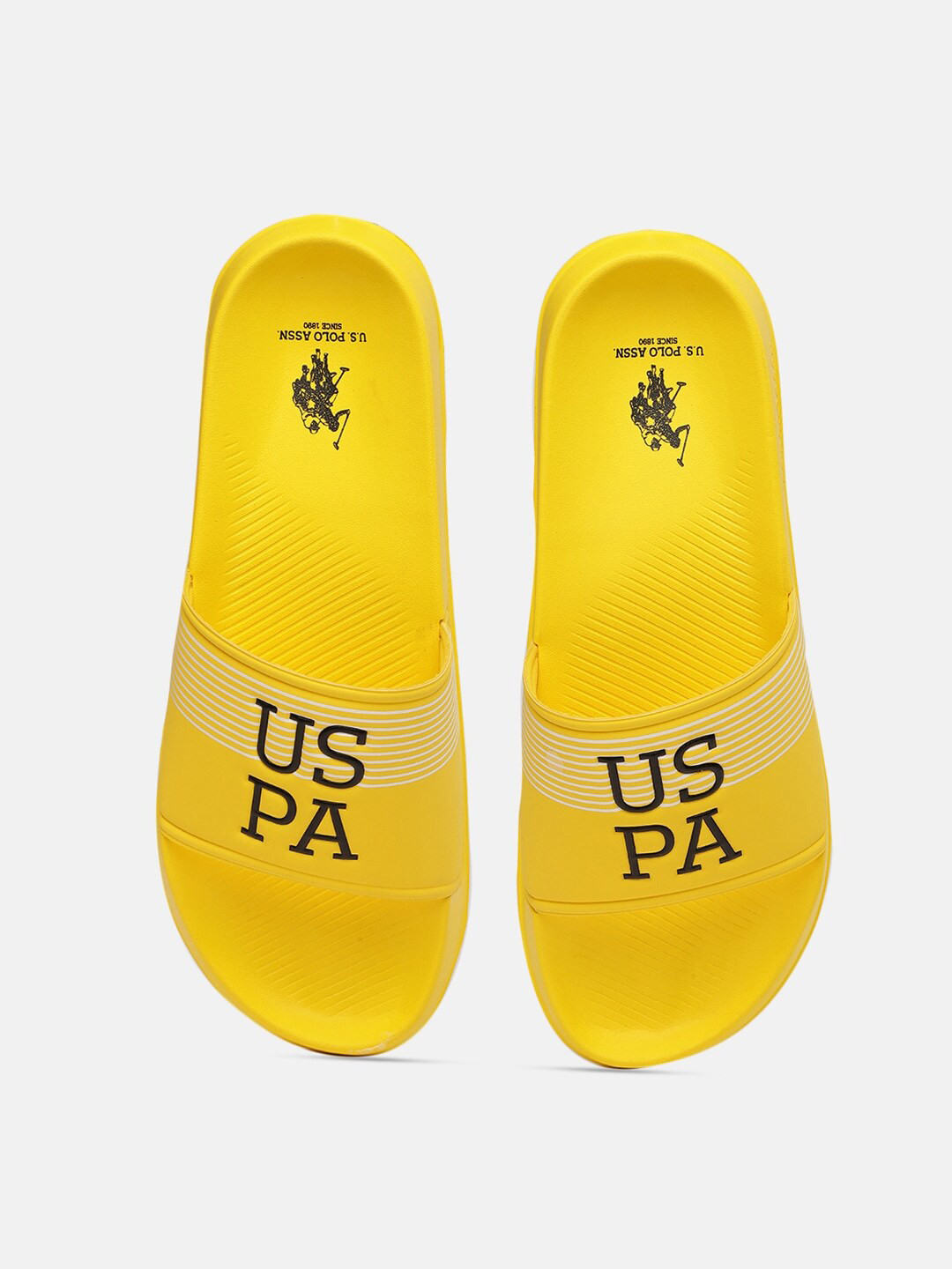 

U.S. Polo Assn. Men Yellow & Black Printed Sliders