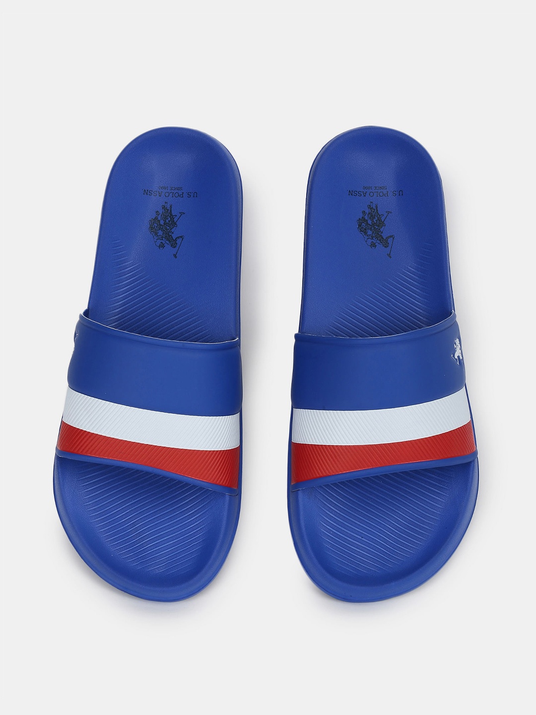 

U.S. Polo Assn. Men Blue & White Colourblocked Sliders