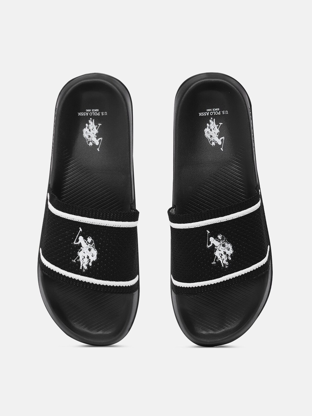 

U.S. Polo Assn. Men Black & White Printed Sliders