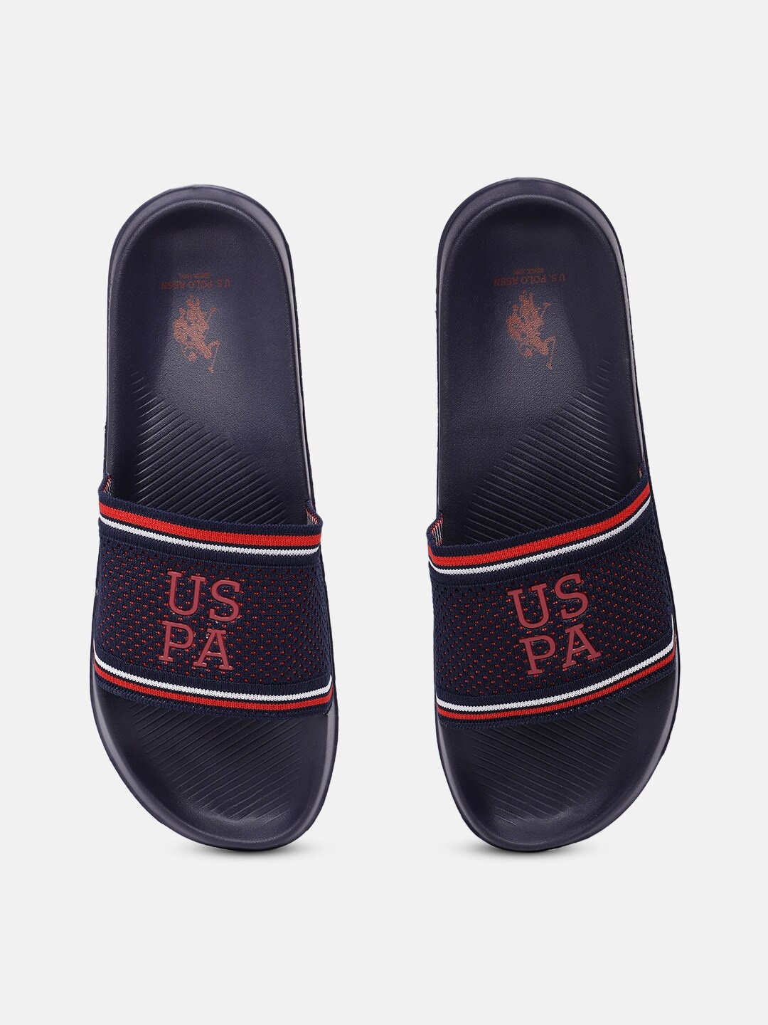 

U.S. Polo Assn. Men Navy Blue & Red Printed Sliders