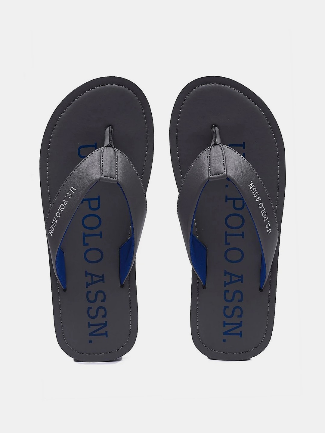 

U S Polo Assn Men Grey & Blue PU Comfort Sandals