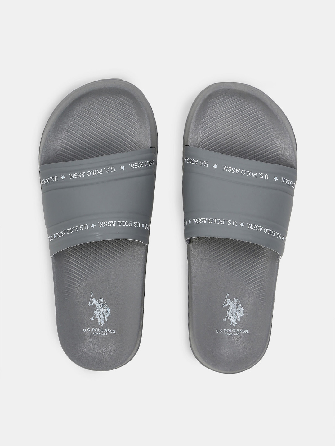 

U S Polo Assn Men Grey & White Printed Sliders