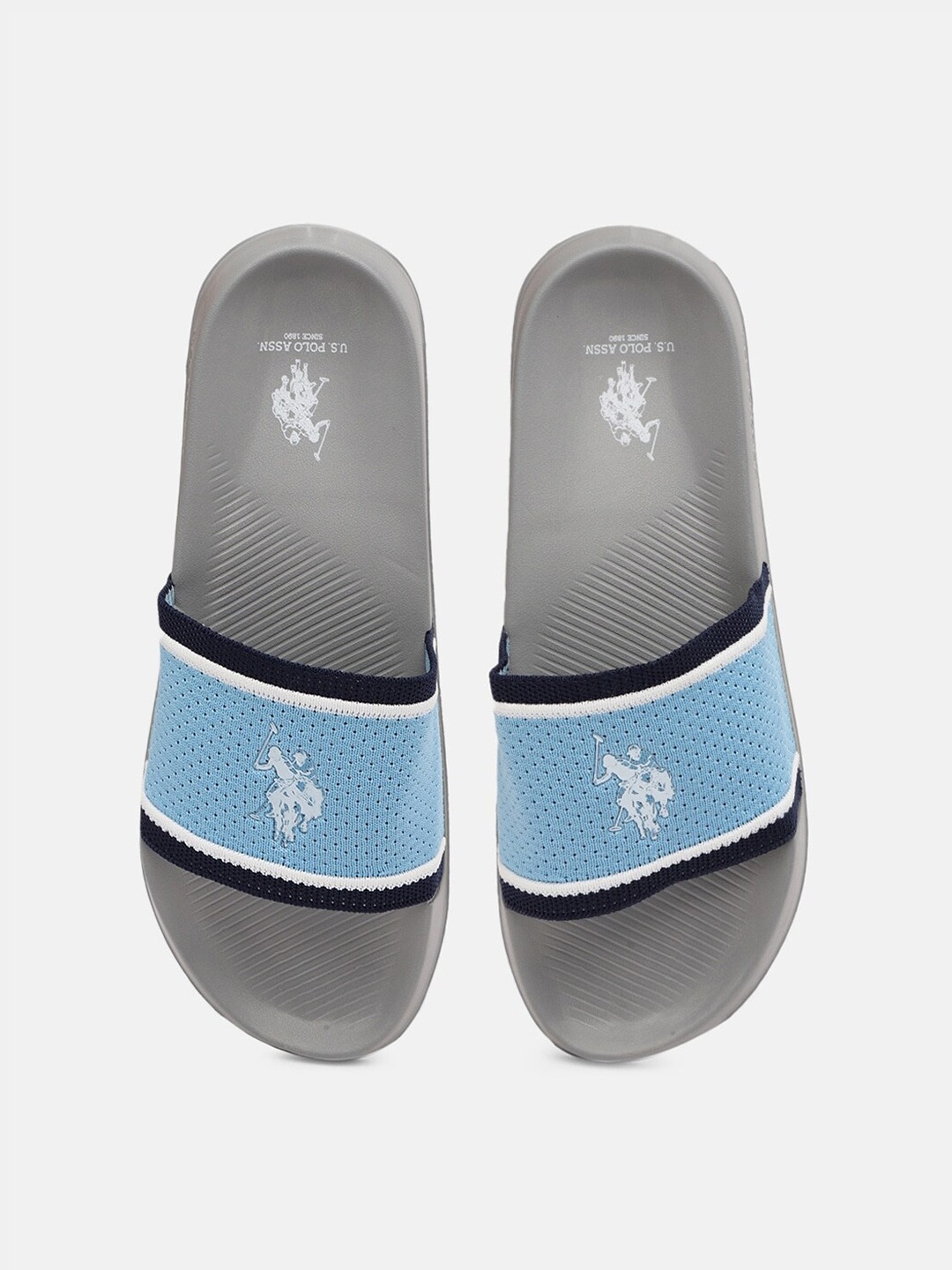 

U.S. Polo Assn. Men Blue & Grey Printed Sliders