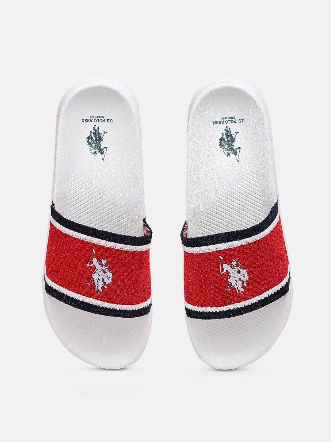 

U S Polo Assn Men Red & White Printed Sliders