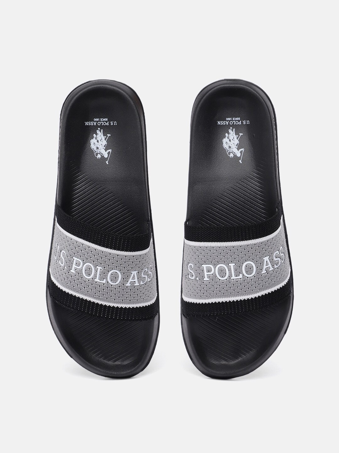 

U.S. Polo Assn. Men Black & Grey Printed Sliders