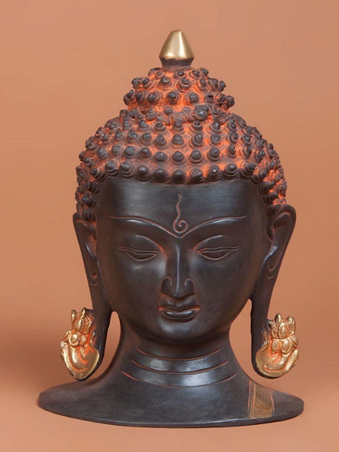 

Imli Street Black & Gold-Toned Textured Buddha Head Statue Showpiece