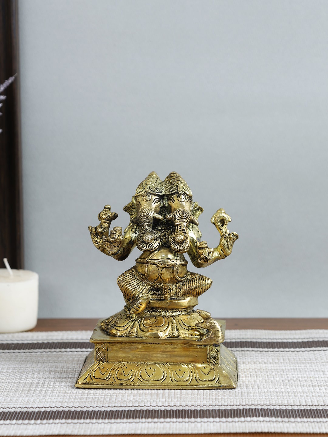 Imli Street Gold-Toned Ganesha 2 Head Showpieces