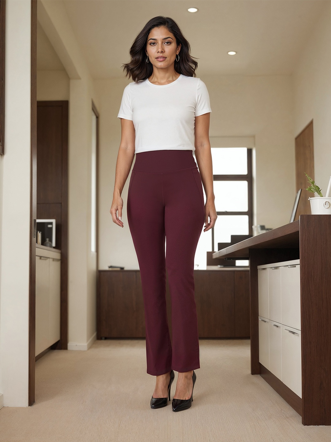 

Blissclub Women High Waist The Ultimate Flare Track Pants - Regular, Burgundy