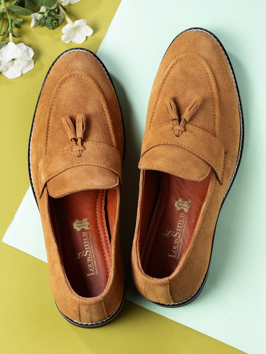 

LOUIS STITCH Men Tan Suede Loafers