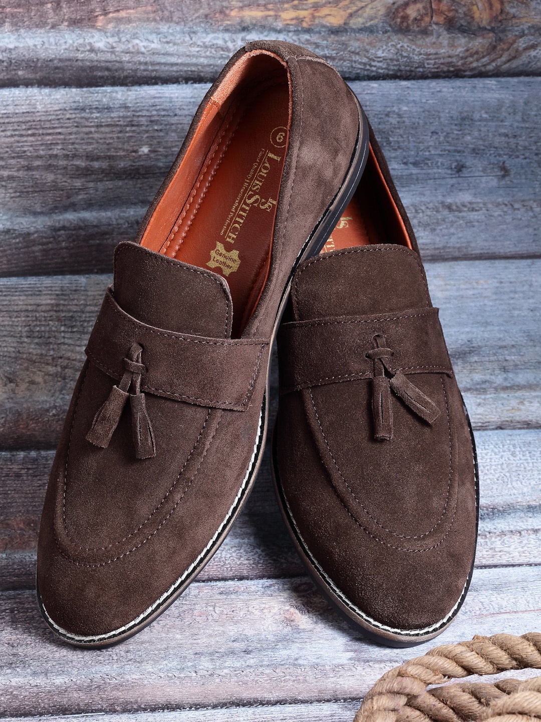 

LOUIS STITCH Men Brown Suede Loafers