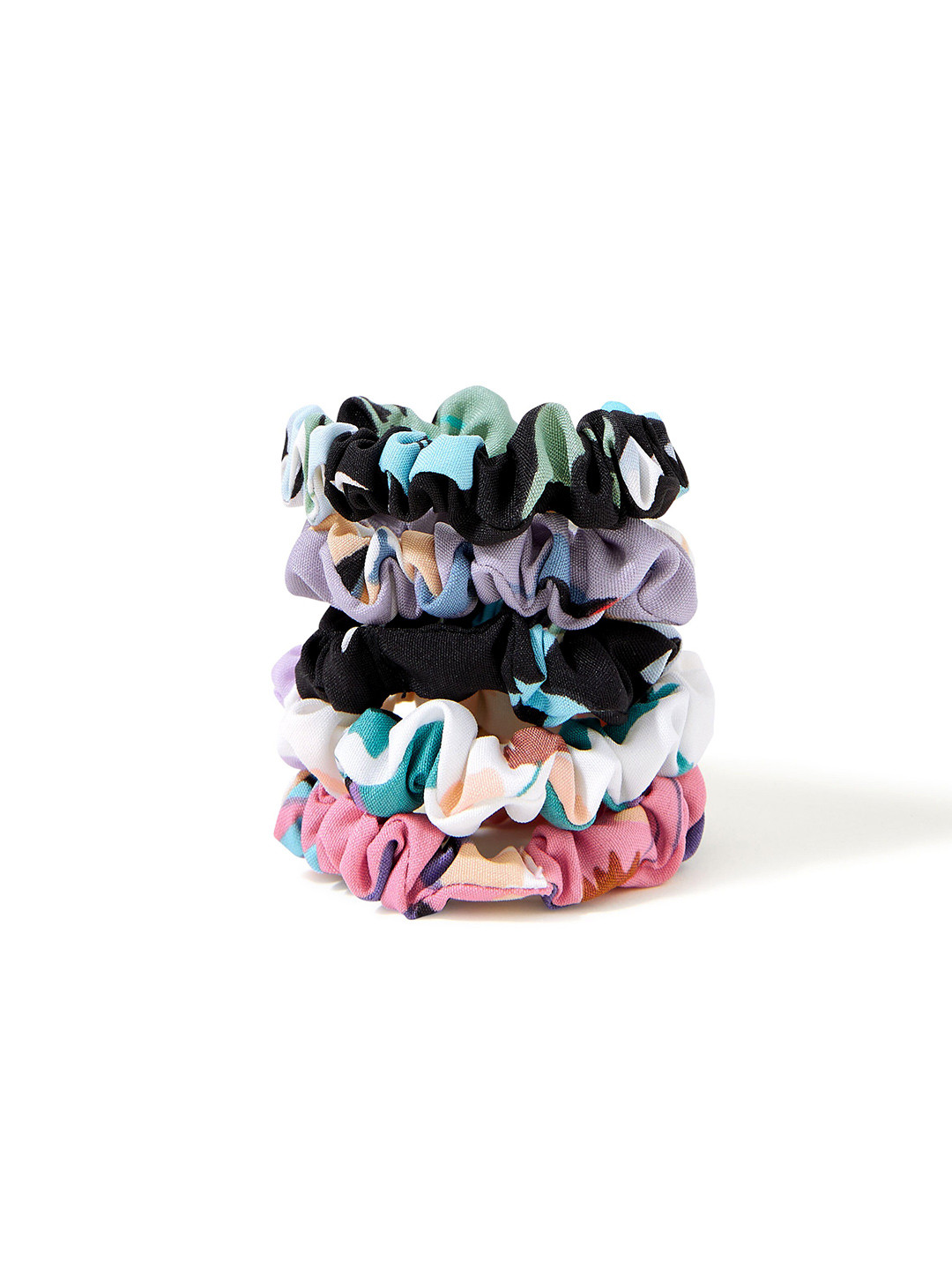 

Accessorize Women Pack of 5 Mixed Flower Hair Scrunchies, Black