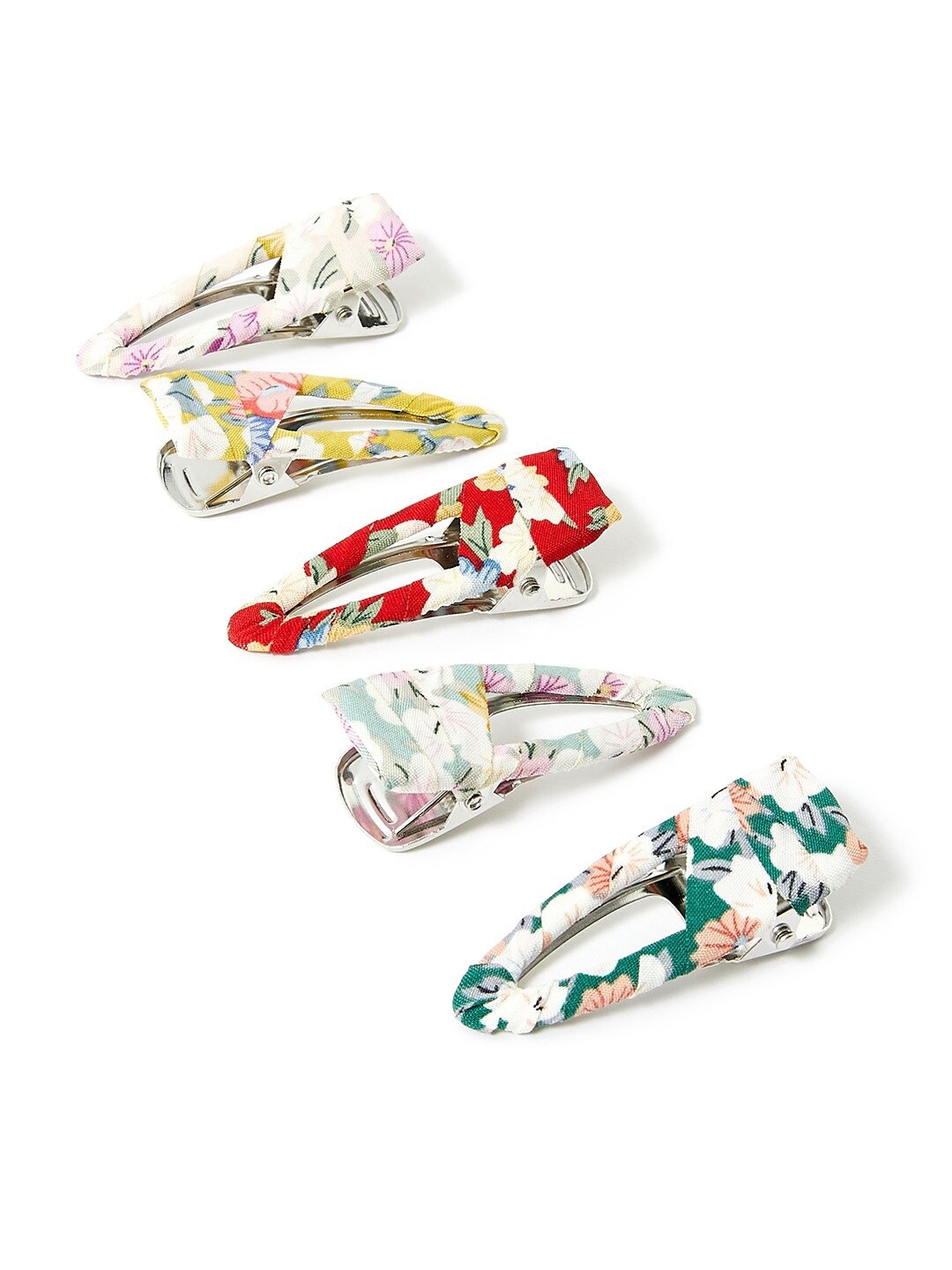 

Accessorize Women Set of 5 Ditsy Wrapped Snap Hair Clips, Multi