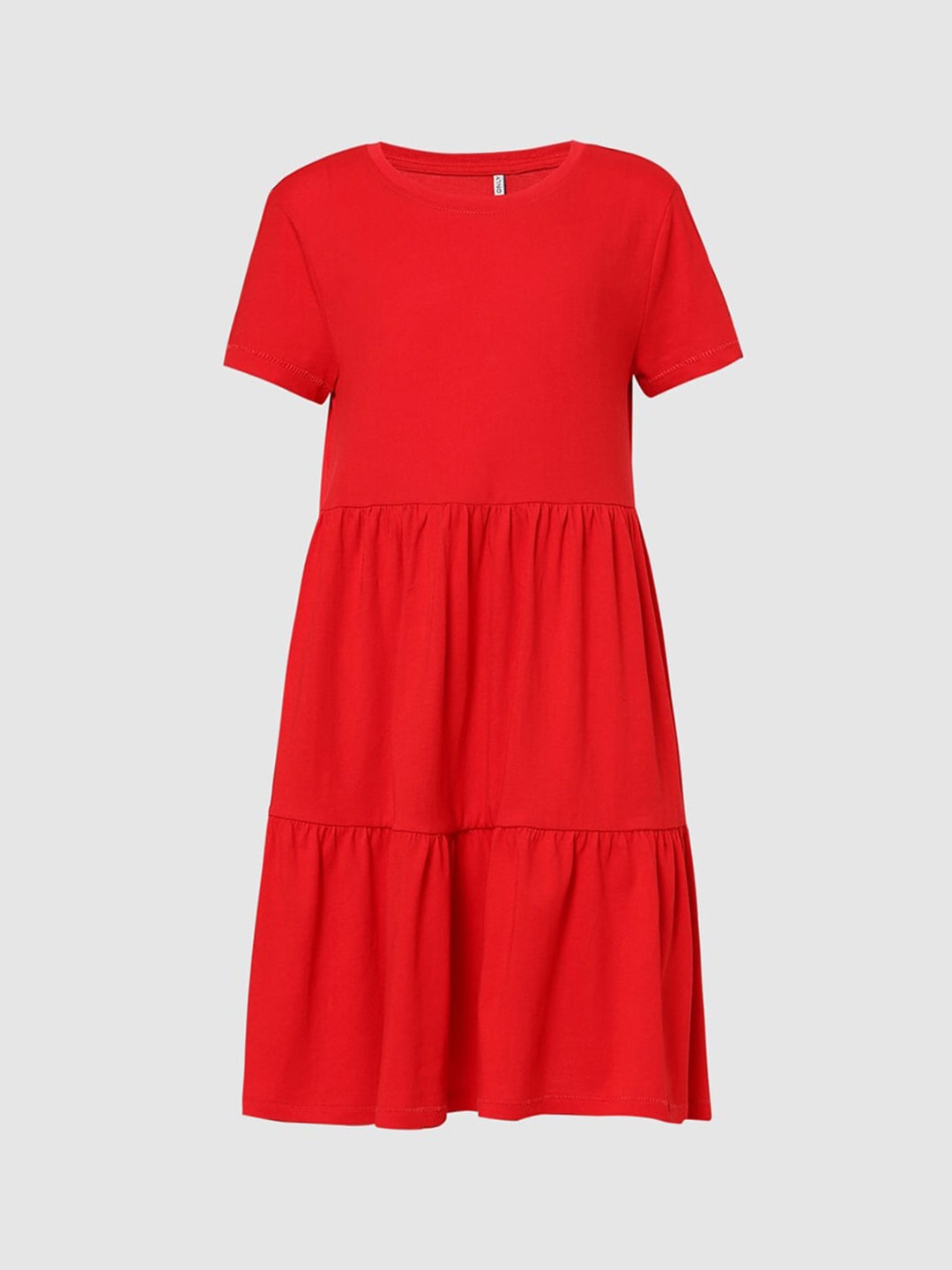 

KIDS ONLY Girls Red Solid Tiered Dress