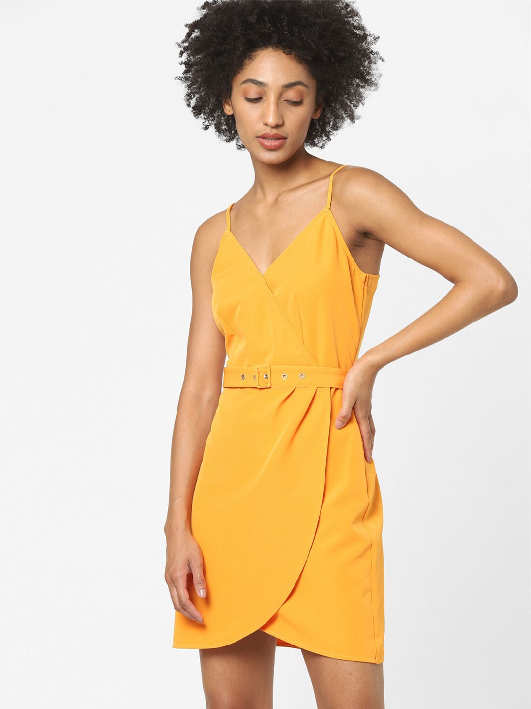 

ONLY Yellow Mini Wrap Tulip Dress