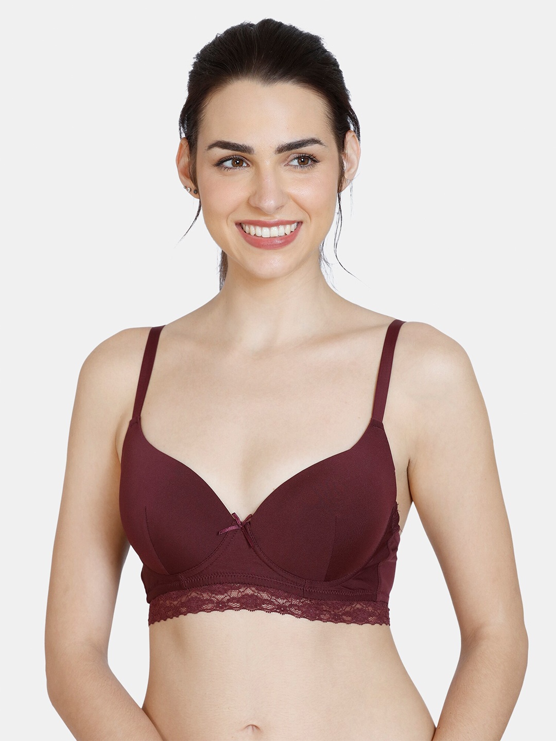 

Rosaline by Zivame Maroon Solid Lightly Padded T-Shirt Bra