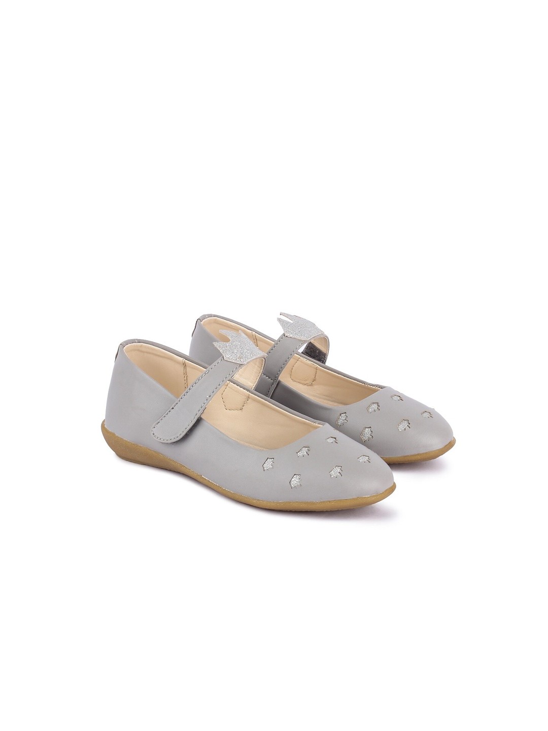 

BOYZ N GALZ Girls Grey Embellished Ballerinas Flats