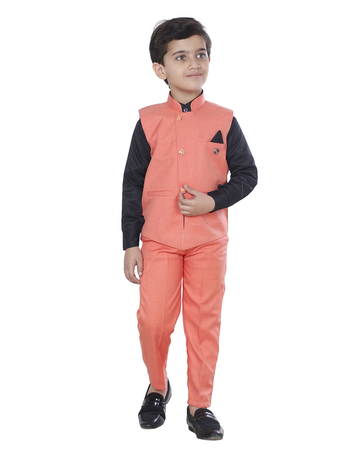 

FOURFOLDS Boys Pink T-shirt with Trousers & Waistcoat