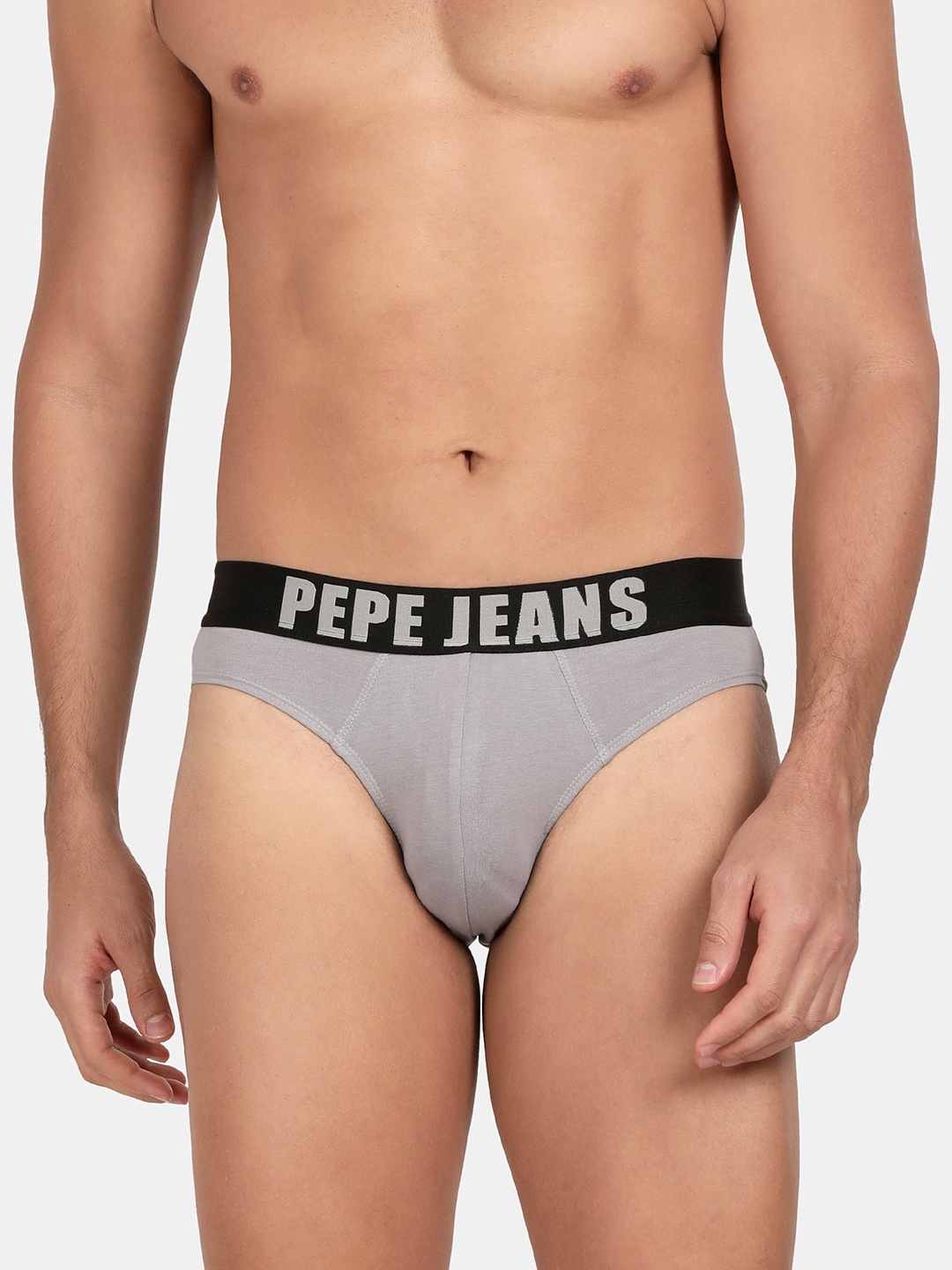 

Pepe Jeans Men Grey Solid Basic Briefs