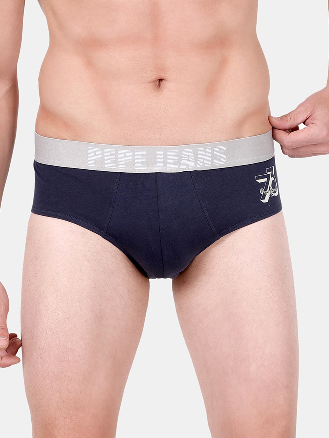 

Pepe Jeans Men Navy Blue Solid Cotton Basic Briefs OPB07NAVY-1S