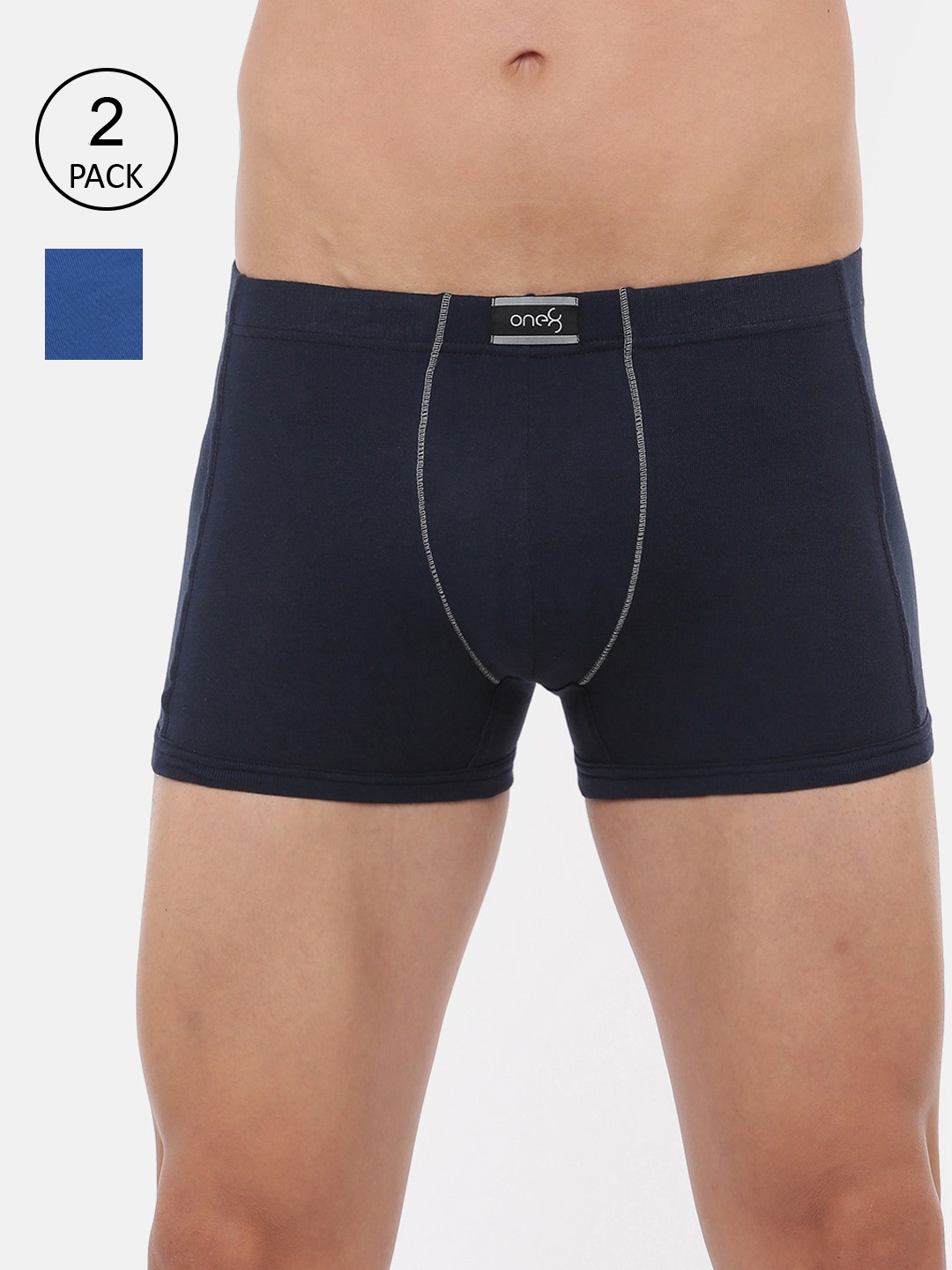 

one8 by Virat Kohli Men Pack of 2 Blue Solid Cotton Low Rise Trunks