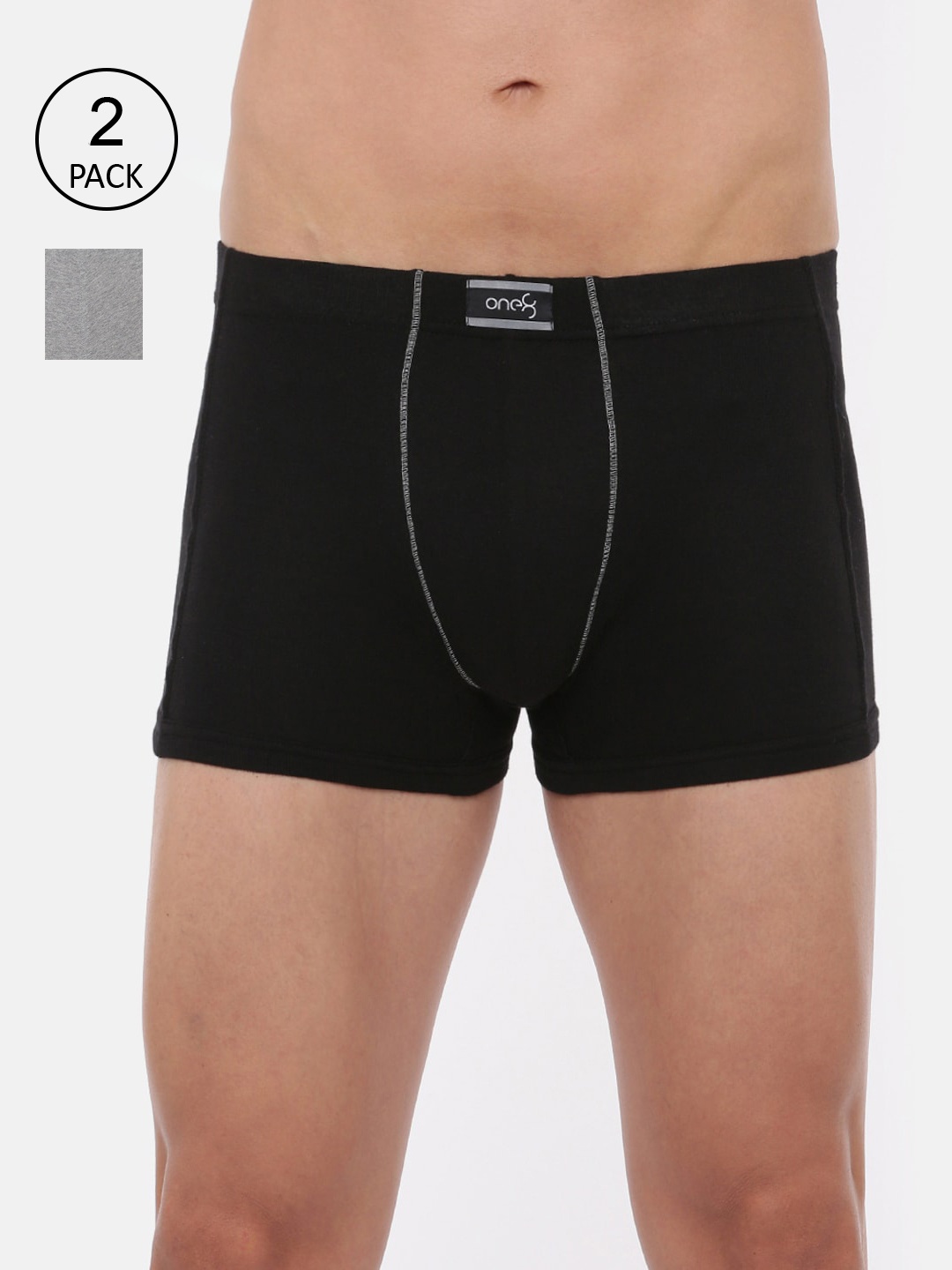

one8 by Virat Kohli Men Pack of 2 Assorted Solid Trunks 127-PO2-Black/Grey-S