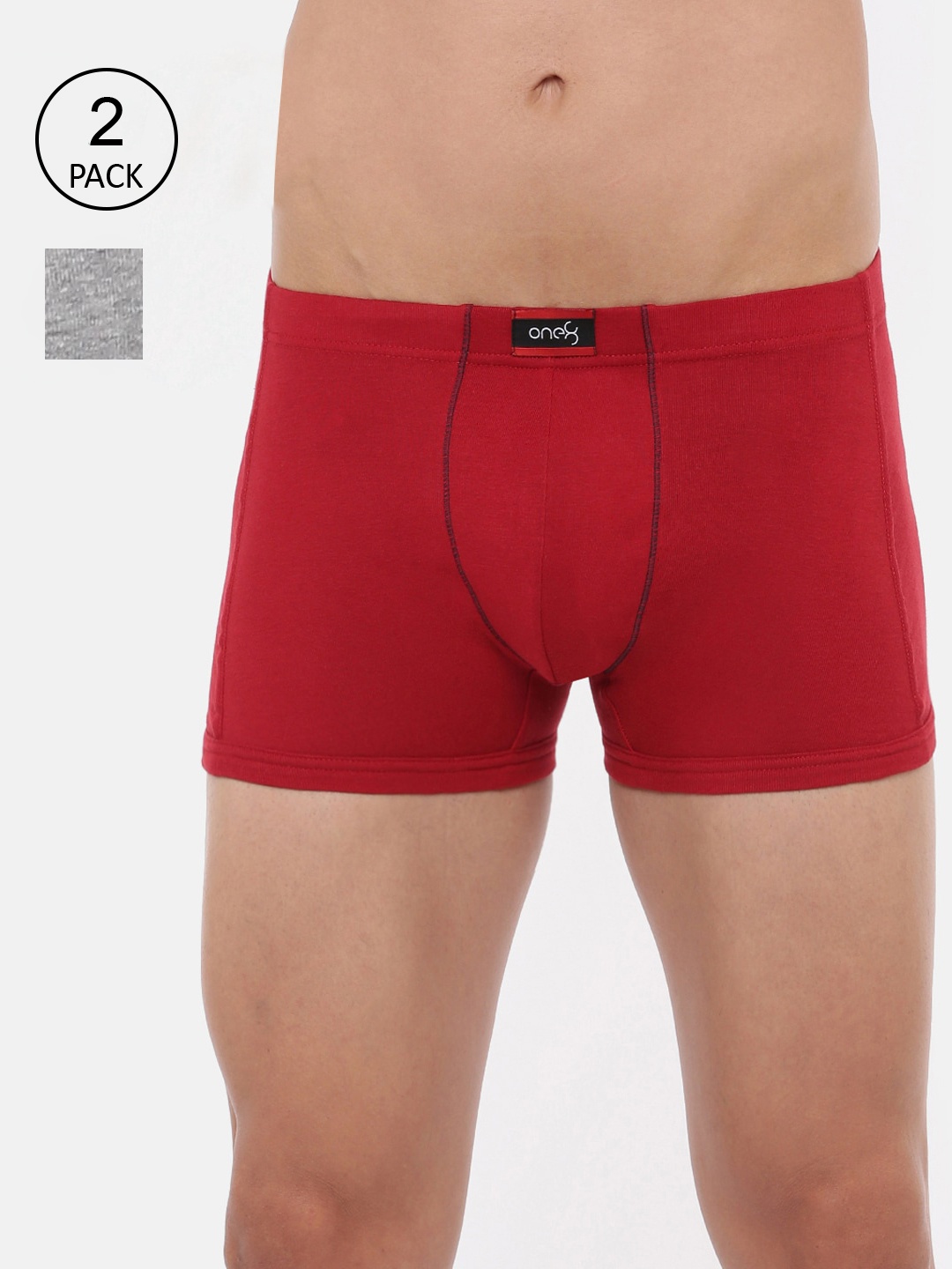 

one8 by Virat Kohli Pack of 2 Maroon & Grey Cotton Trunk 127-PO2
