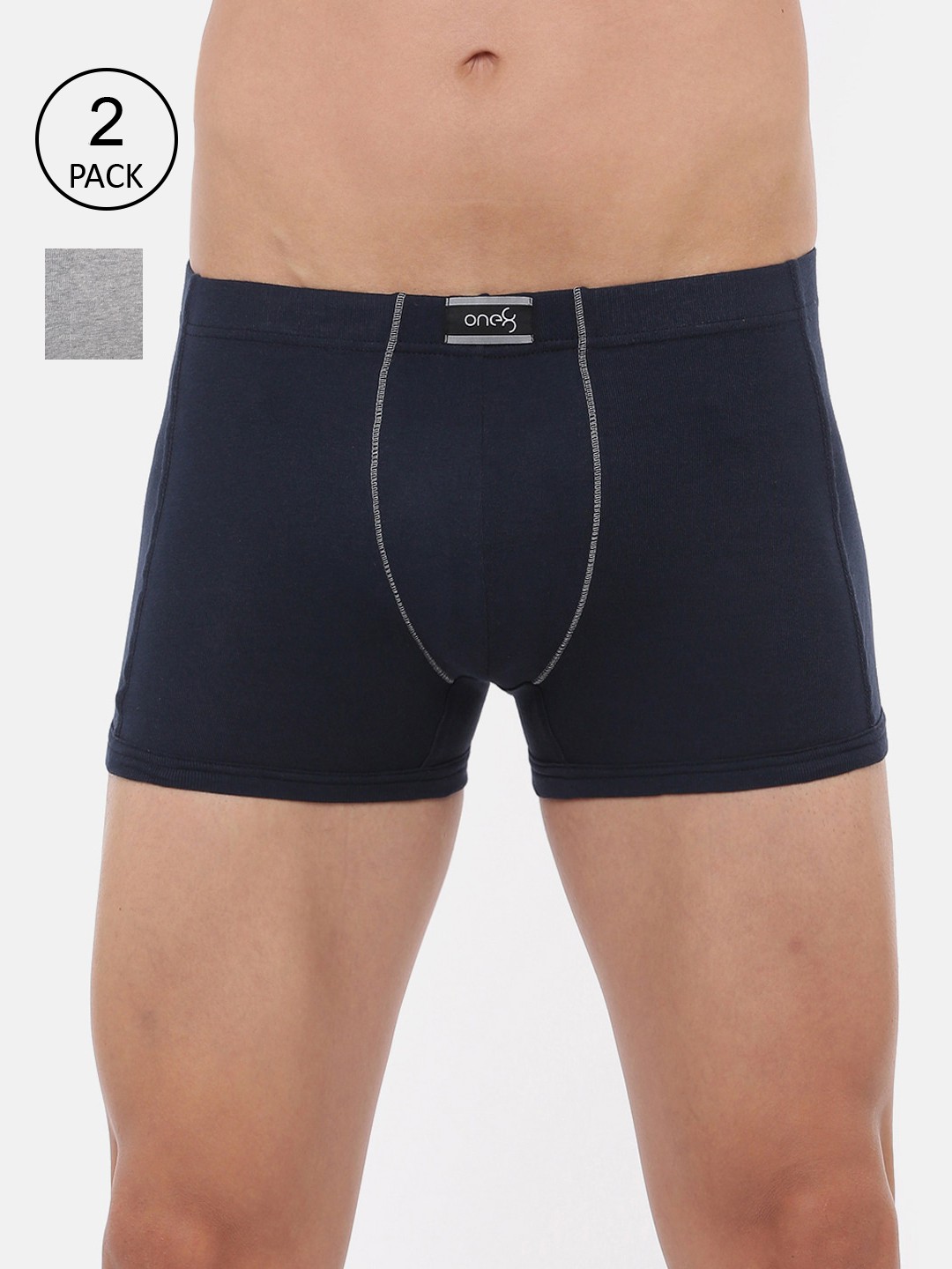 

one8 by Virat Kohli Men Pack of 2 Navy Blue & Grey Solid Low Rise Trunk 127-PO2