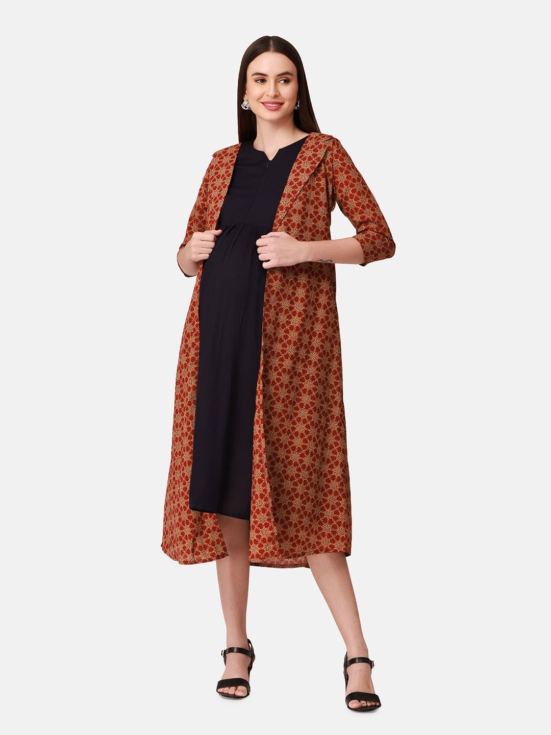 

The Mom Store Navy Blue Maternity Midi Dress