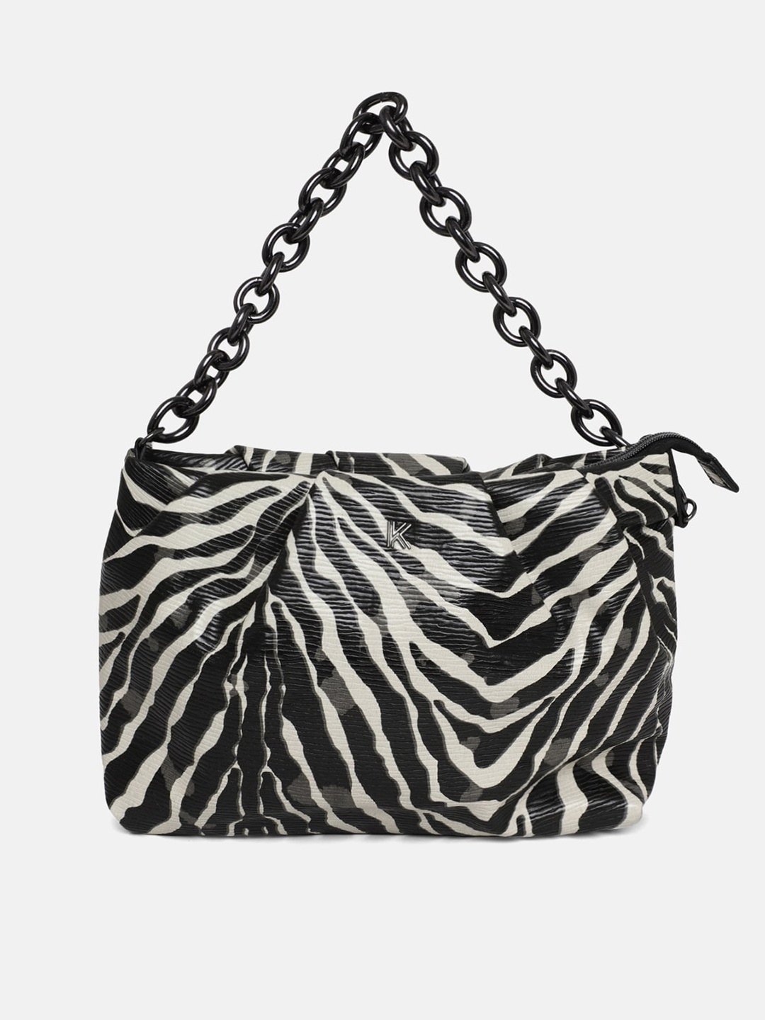 

KENDALL & KYLIE Black Animal Printed Structured Handheld Bag
