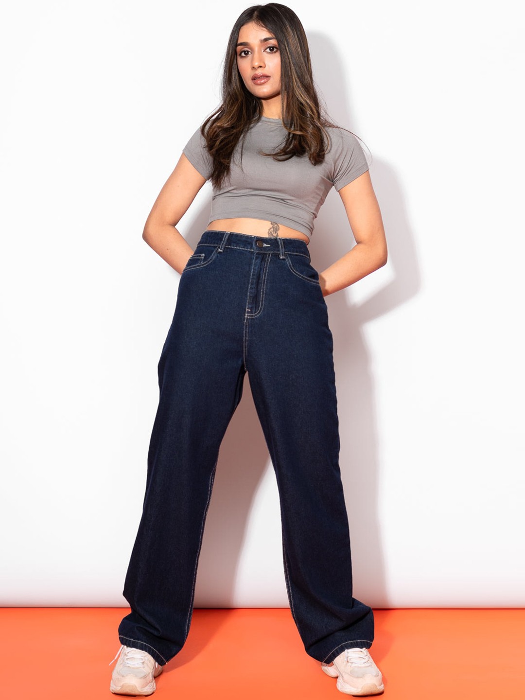 

FREAKINS Women Blue Straight Fit High-Rise Jeans