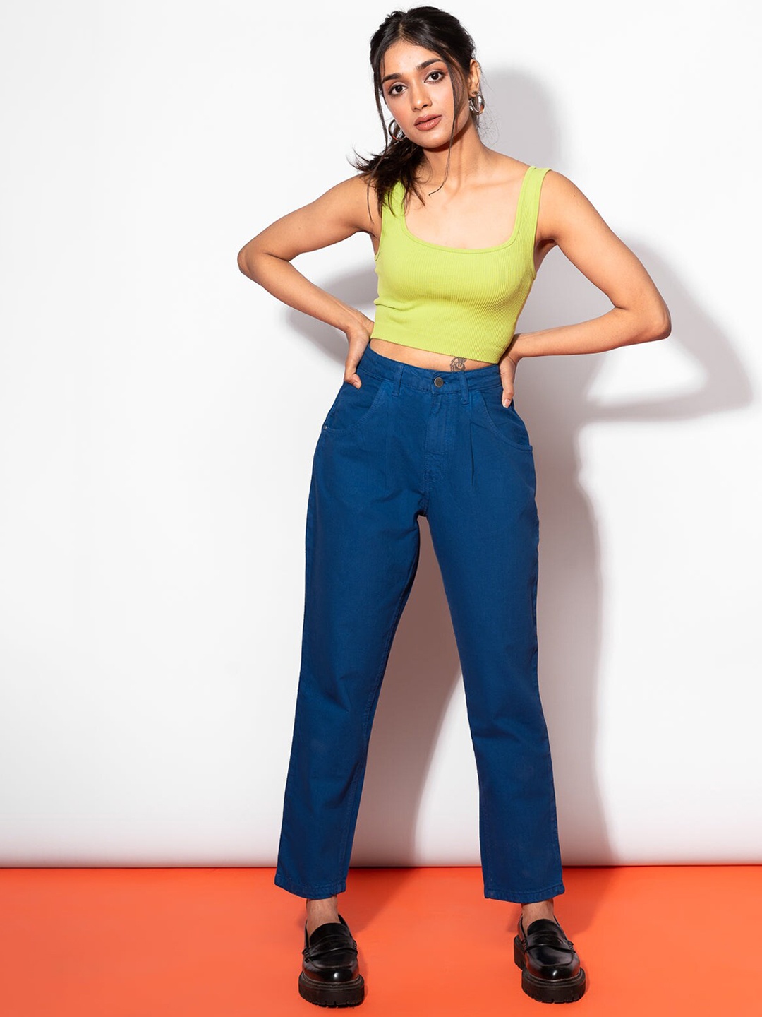 

FREAKINS Women Blue Tapered Fit High-Rise Cotton Jeans